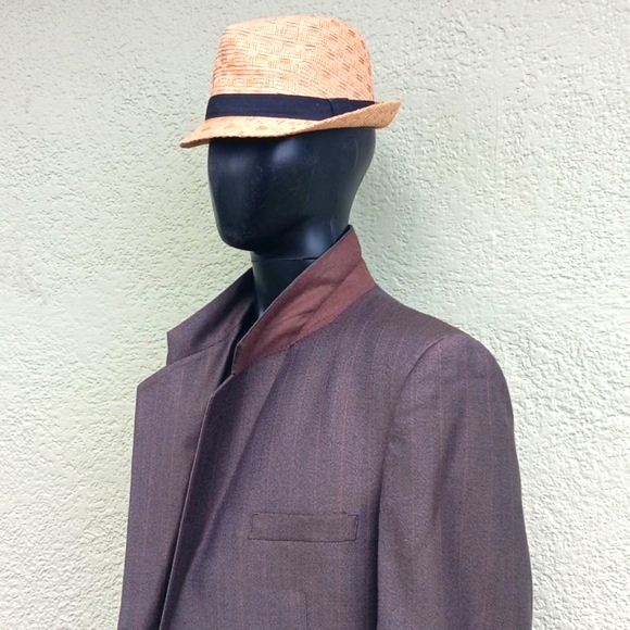 ALBERT NIPPON MEN'S VINTAGE PURE HEAVY WOOL PIN STRIPED 2 (PC) LUXURY SUIT - Picture 3 of 17